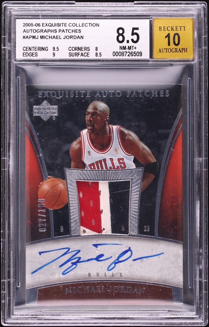 2005 Exquisite Collection Michael Jordan PATCH AUTO /100 #AP-MJ BGS 8.5 NM-MT+