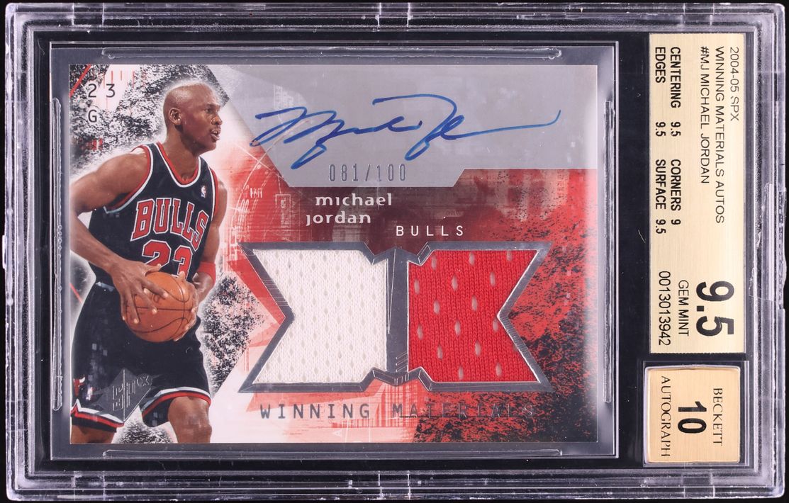 2004 SPx Winning Materials Michael Jordan PATCH AUTO /100 #MJ BGS 9.5 GEM MINT