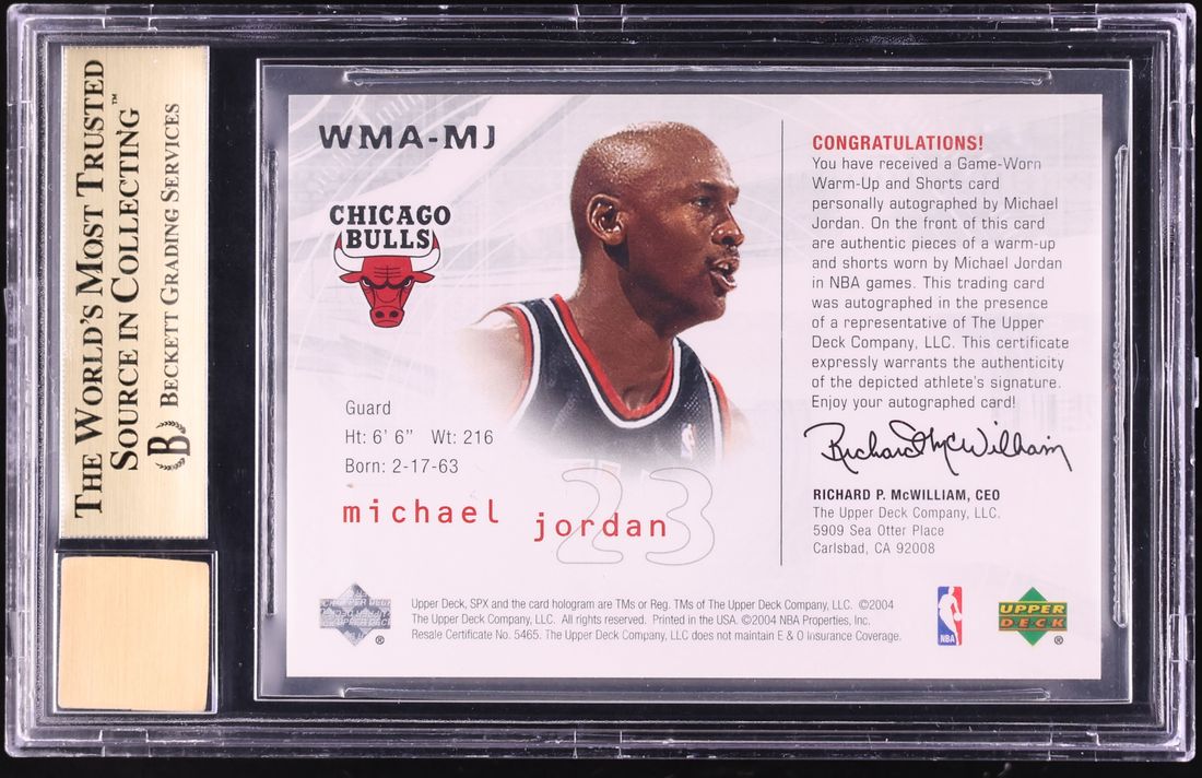 2004 SPx Winning Materials Michael Jordan PATCH AUTO /100 #MJ BGS 9.5 GEM MINT