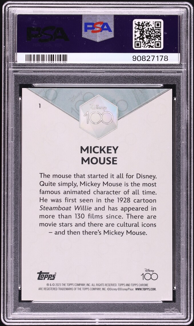 2023 Topps Chrome Disney 100 Orange Wave Mickey Mouse /25 #1 PSA