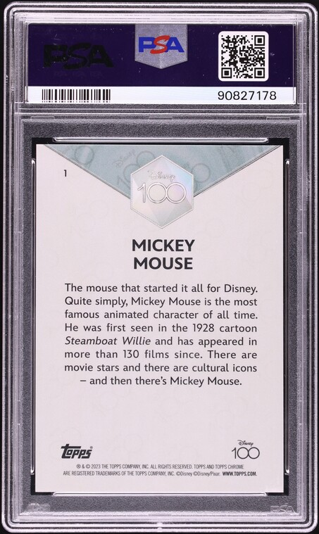 2023 Topps Chrome Disney 100 Orange Wave Mickey Mouse /25 #1 PSA