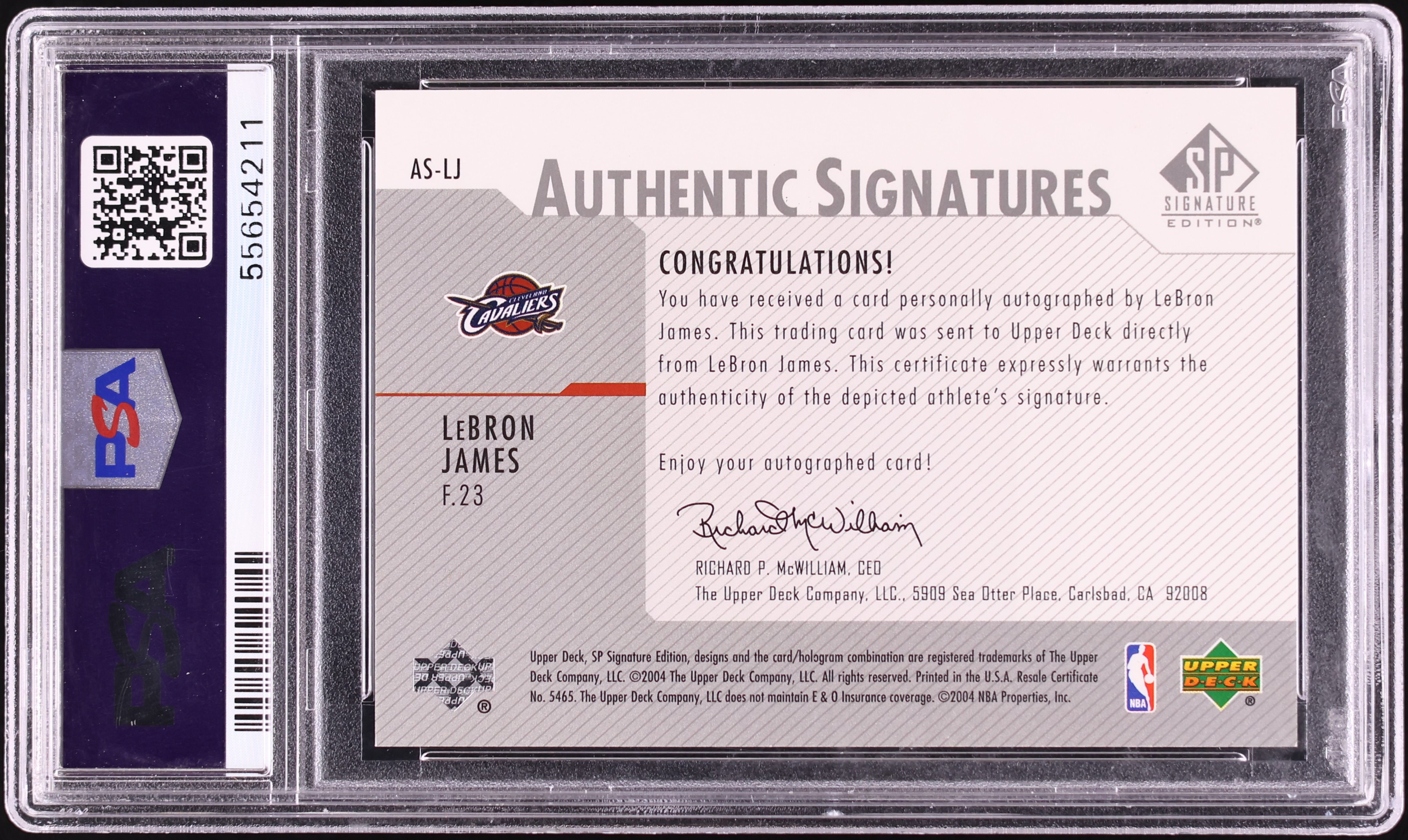 2003 SP Authentic Signatures LeBron James ROOKIE AUTO #AS-LJ PSA 9