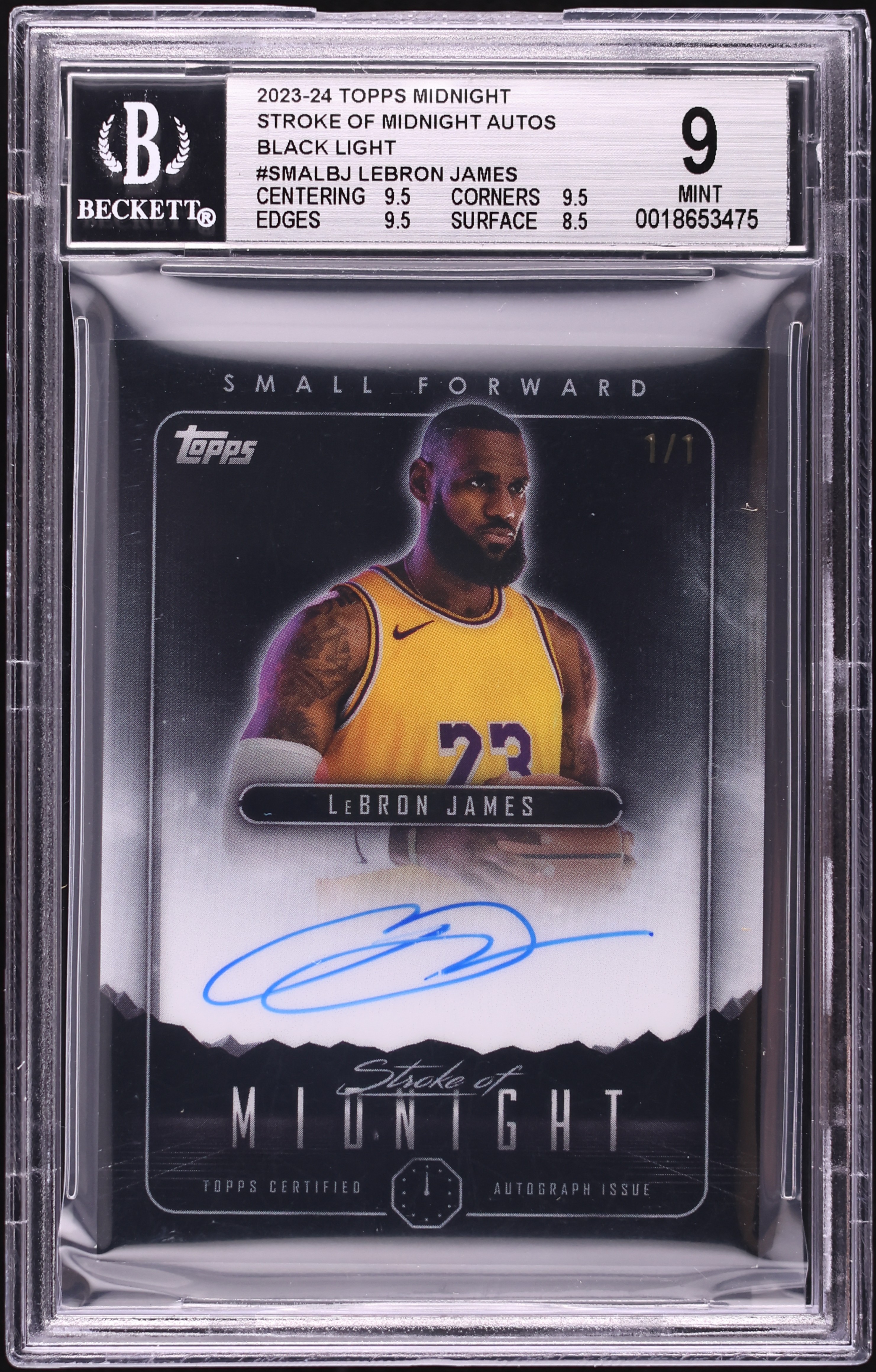 2023 Topps Midnight Stroke Of Black Light LeBron James AUTO 1/1