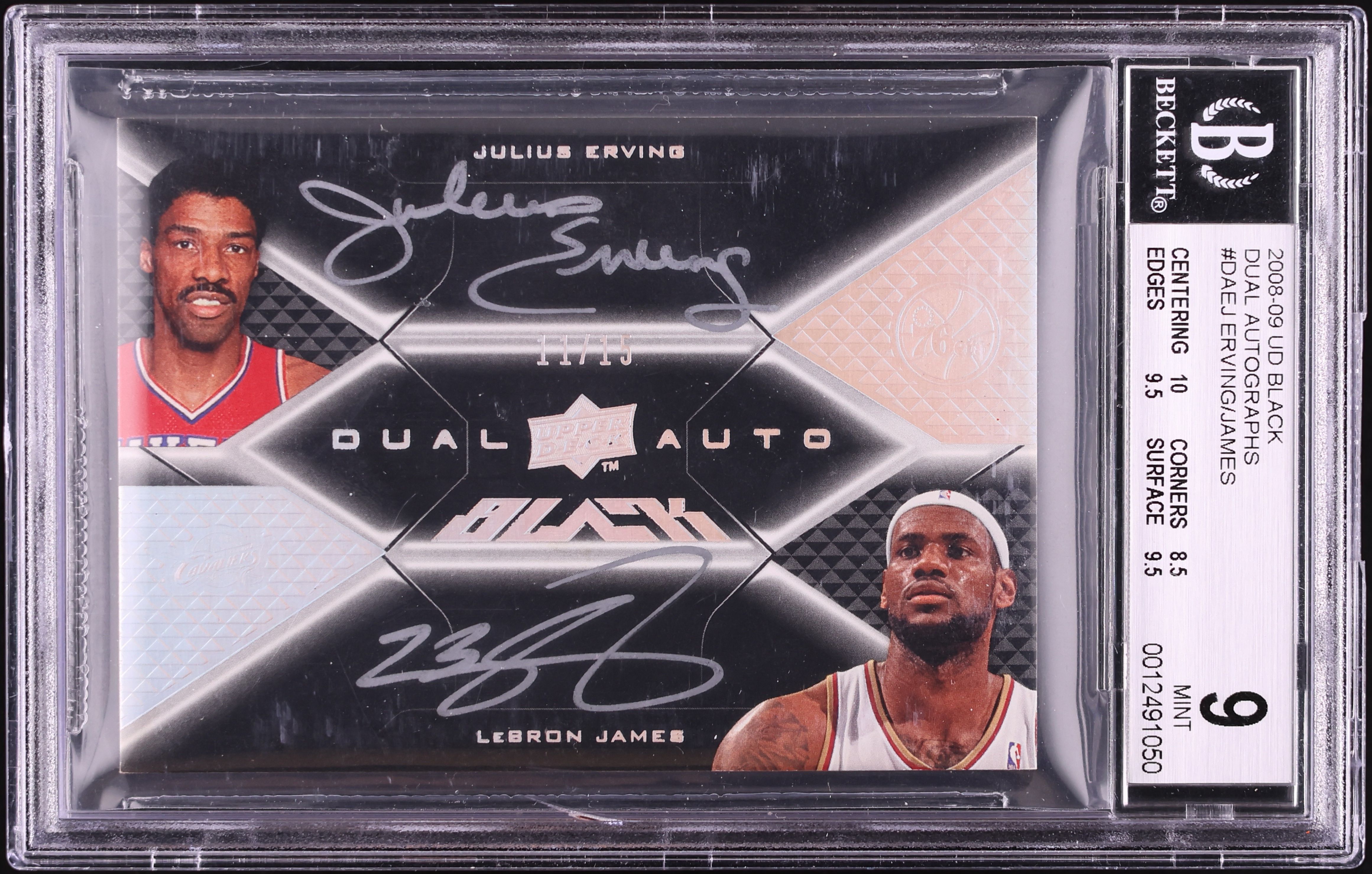 2008 Upper Deck Black Dual Julius Erving LeBron James AUTO /15 #DA