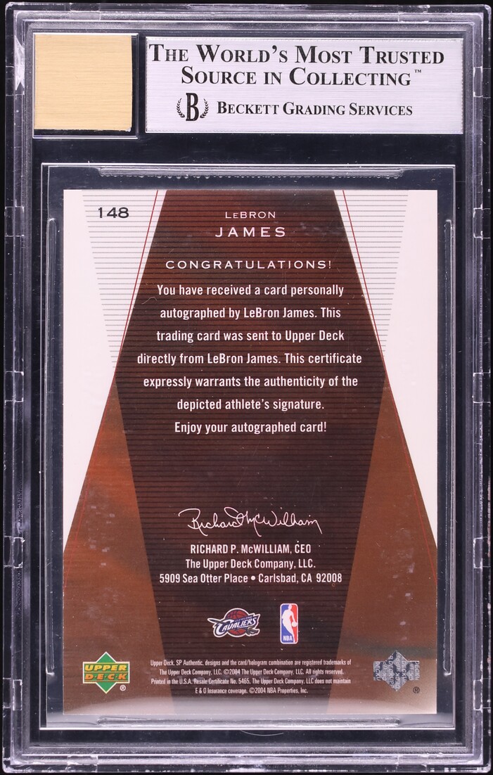 2003 SP Authentic LeBron James ROOKIE AUTO /500 #148 BGS 9 MINT