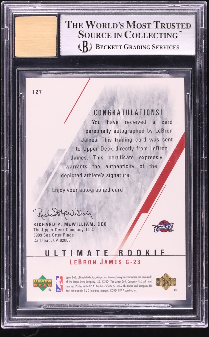 2003 Ultimate Collection LeBron James ROOKIE AUTO /250 #127 BGS 8.5 NM-MT+
