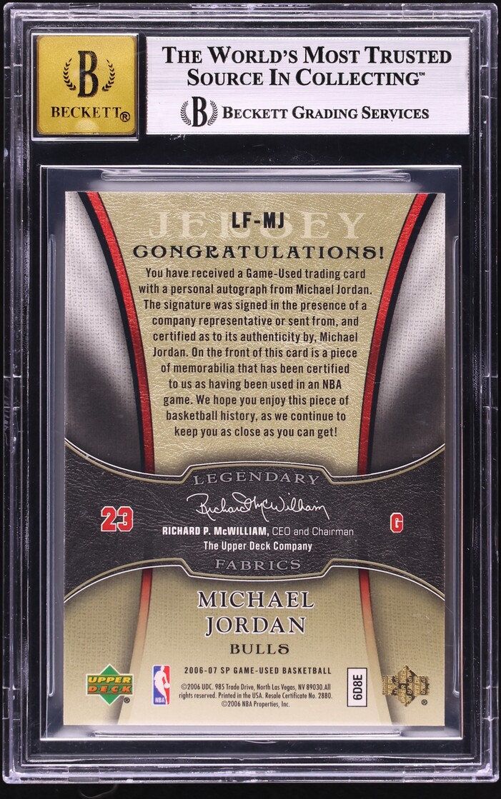 2006 Sp Legendary Fabrics Michael Jordan PATCH AUTO /10 #MJ BGS 9 MINT