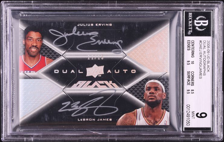 2008 Upper Deck Black Dual Julius Erving LeBron James AUTO /15 #DA