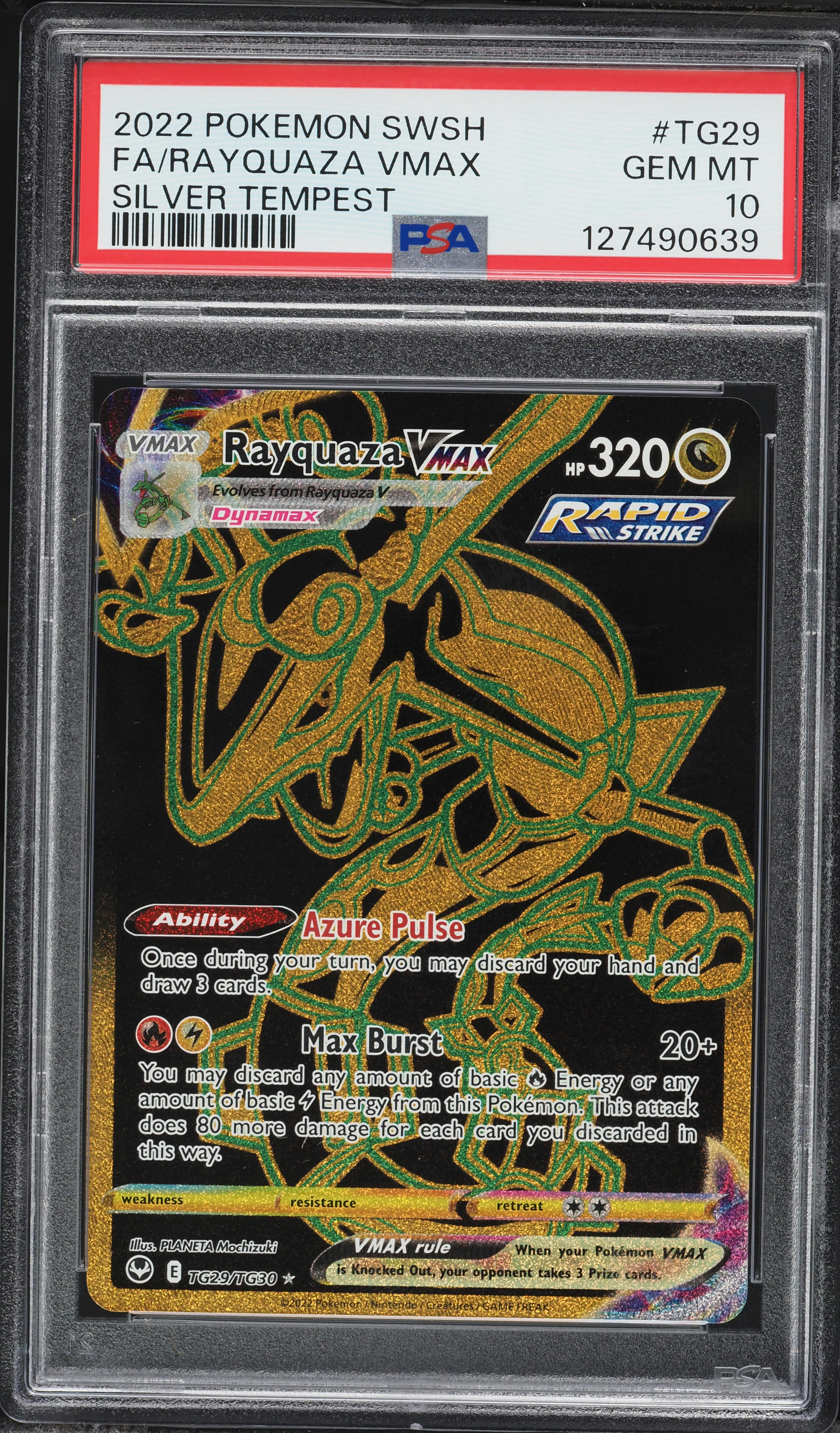 2022 Pokemon Sword & Shield Silver Tempest Gold Rare Rayquaza VMAX #TG29  PSA 10 GEM MINT on Fanatics Collect