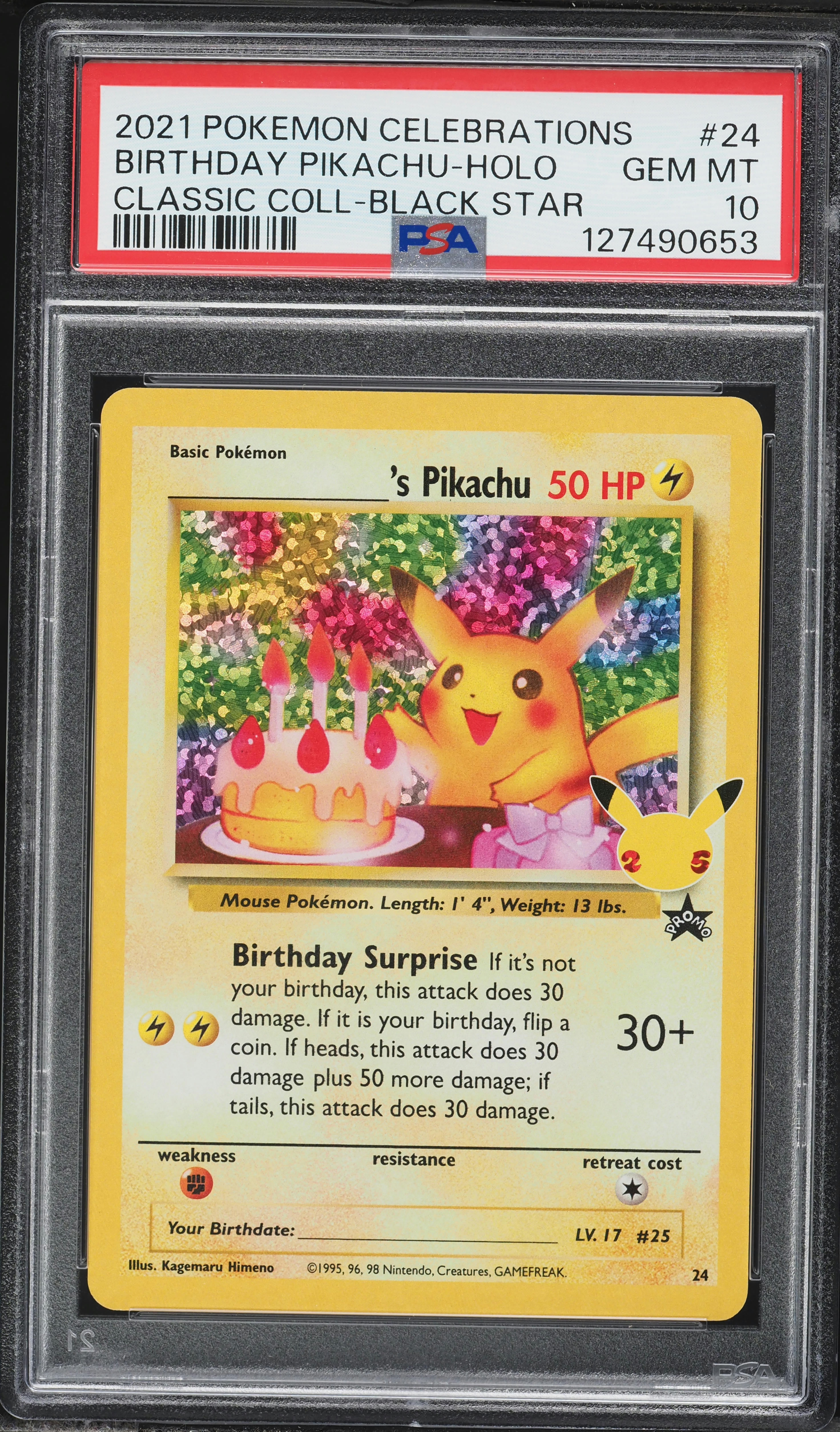 2021 バースデー ピカチュウホロカード Gem Mint 10 2021 Pokemon Sword & Shield Promo Celebrations Classic Holo