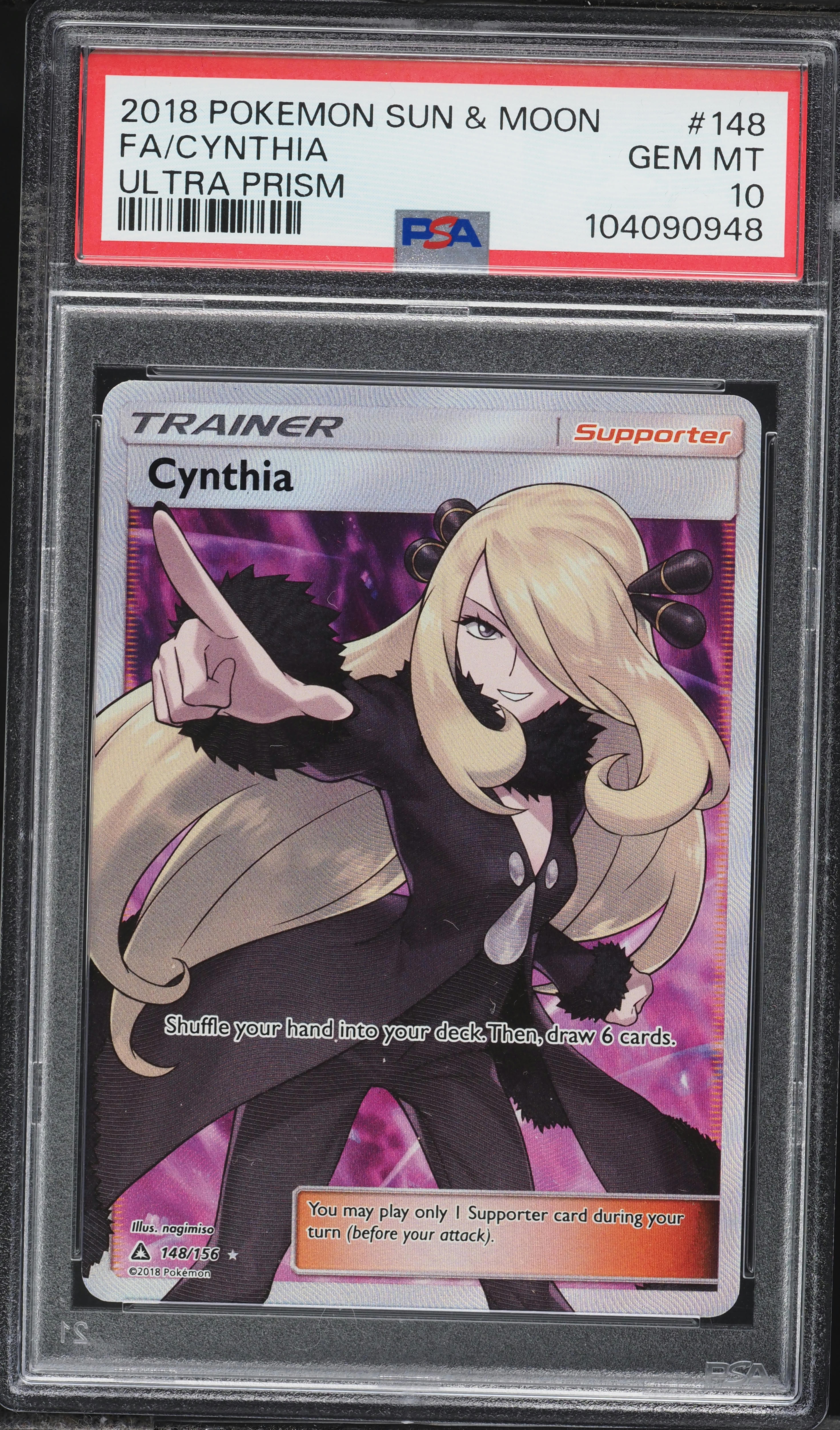 cynthia pokemon card full art Hidden Fates SV82/SV94 PSA 10 Gem Mint  MYNTED style setup or your main portfolio Cynthia 2017 Japanese Sun &