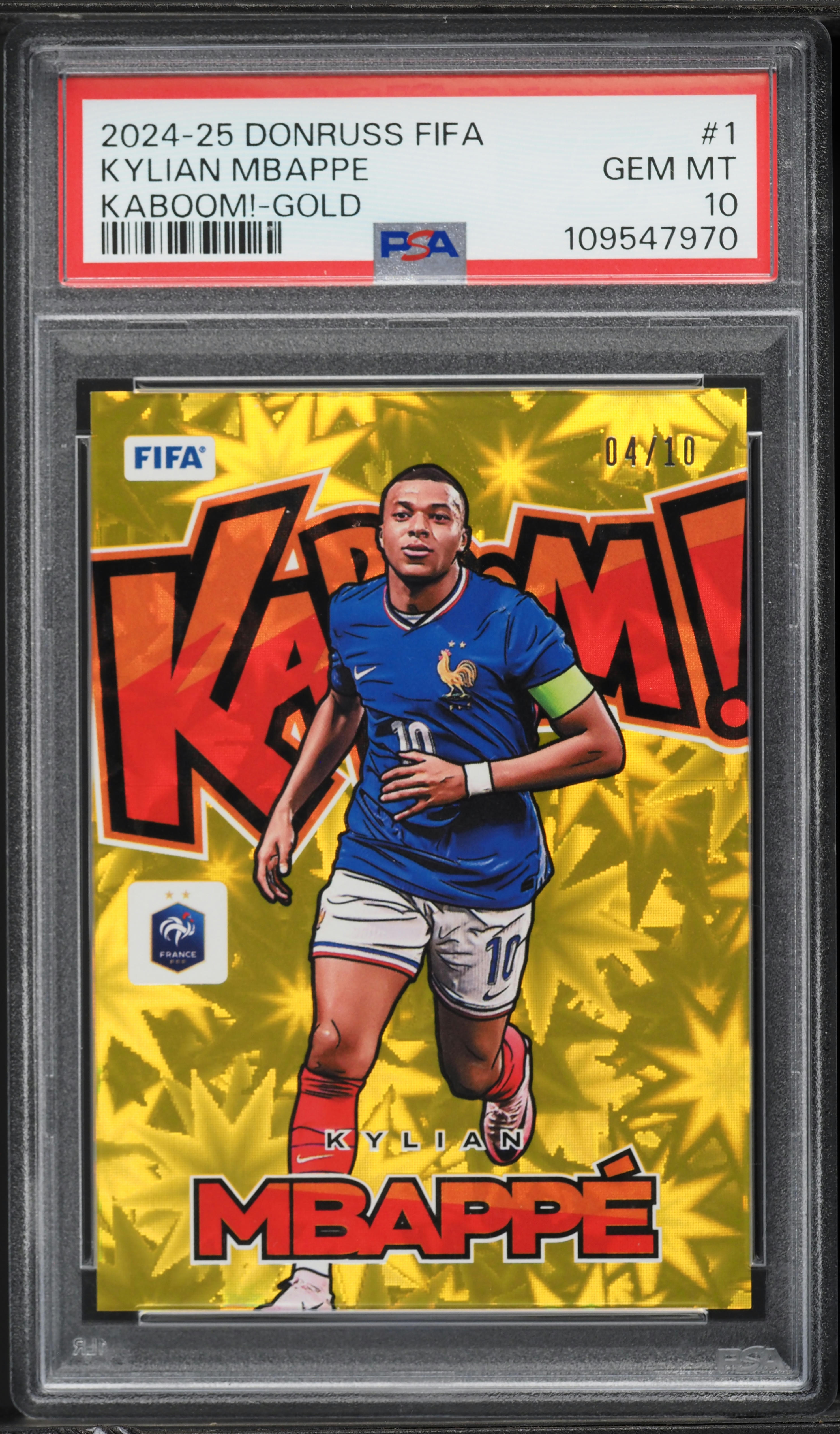 2024 Donruss FIFA Kaboom! Gold Kylian Mbappe /10 #1 PSA 10 GEM