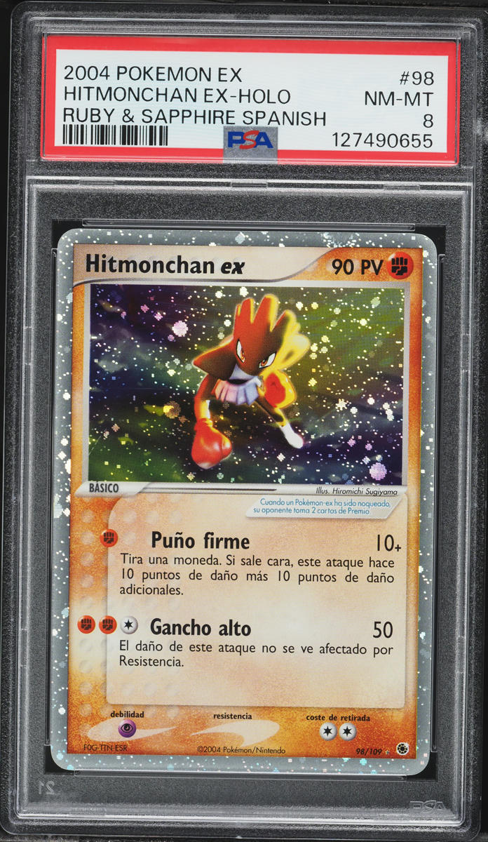 2004 Pokemon Spanish EX Ruby & Sapphire Holo Hitmonchan ex #98 PSA 8 NM-MT