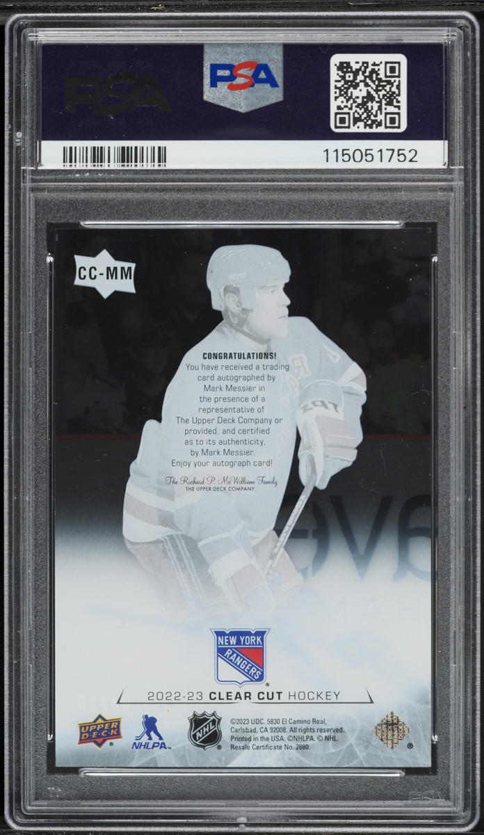 2022 Upper Deck Clear Cut High Gloss Mark Messier AUTO /10 #CC-MM PSA 9 MINT