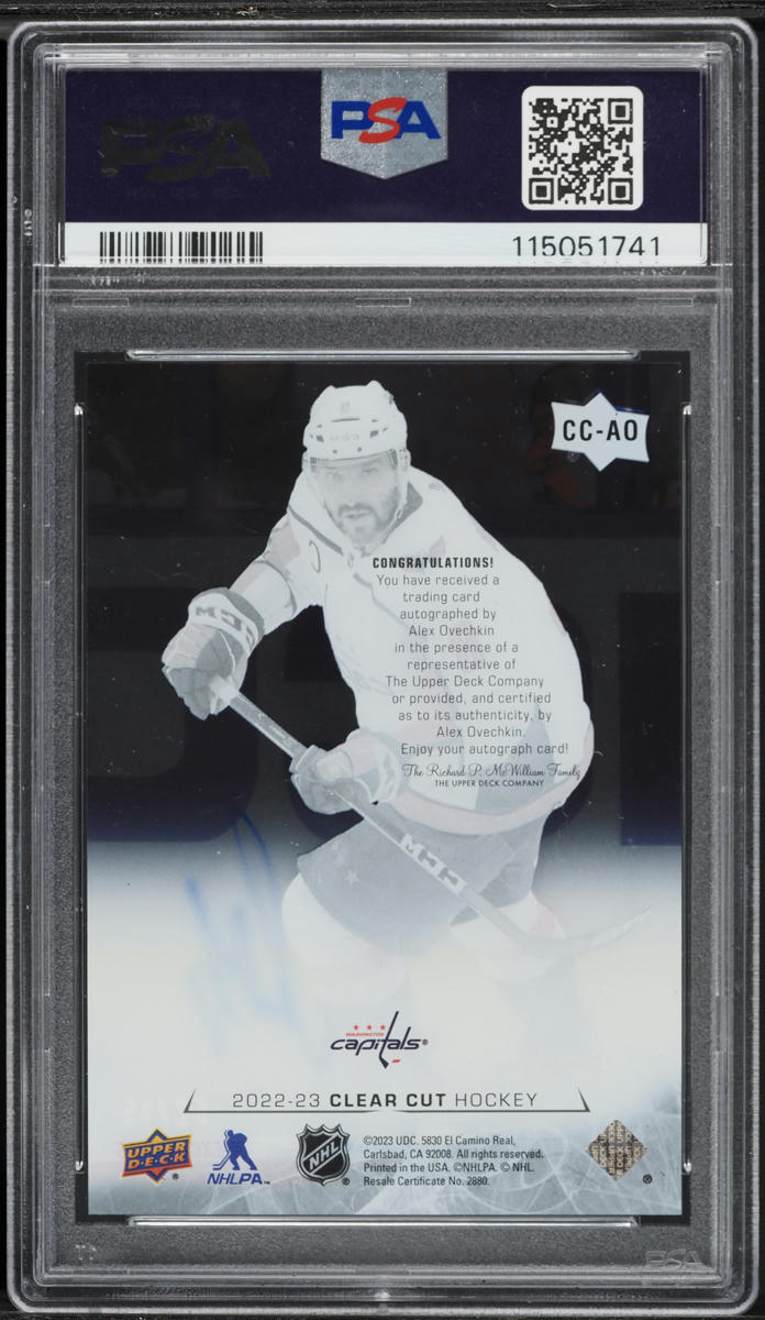 2022 Upper Deck Clear Cut Exclusives Alex Ovechkin AUTO /15 #CC-AO PSA 9 MINT