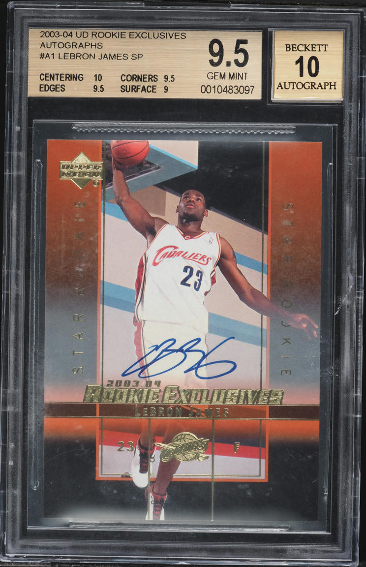 2003 Upper Deck Exclusives LeBron James ROOKIE AUTO #A1 BGS 9.5 GEM MINT