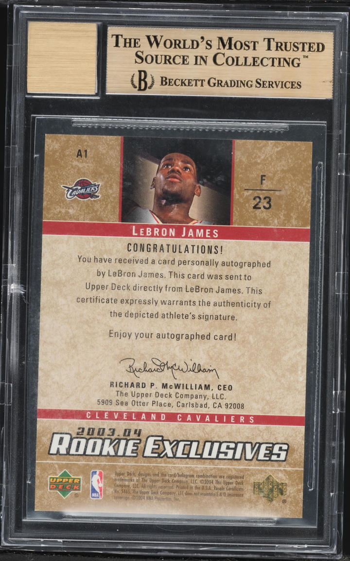2003 Upper Deck Exclusives LeBron James ROOKIE AUTO #A1 BGS 9.5 GEM MINT