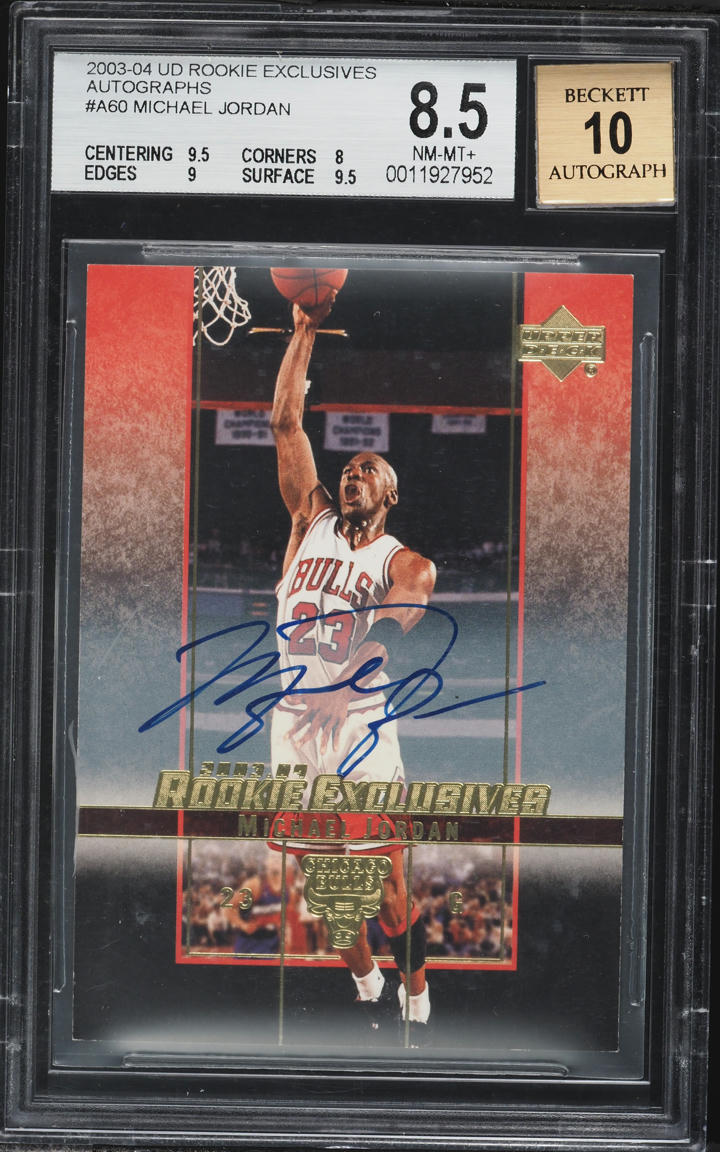 2003 Upper Deck Rookie Exclusives Michael Jordan AUTO #A60 BGS 8.5 NM-MT+