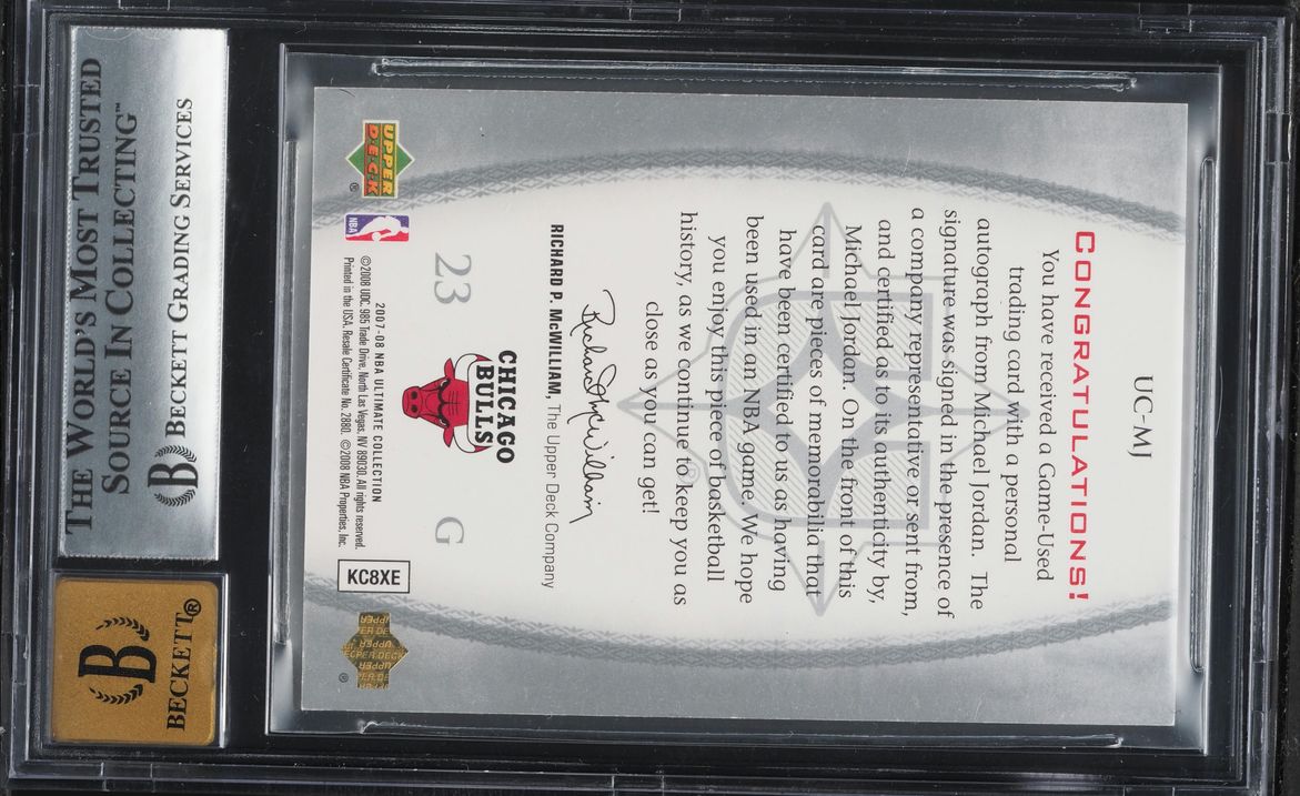 2007 Ultimate Collection Commitment Michael Jordan PATCH AUTO 1/25 #UC-MJ BGS 8.5 NM-MT+