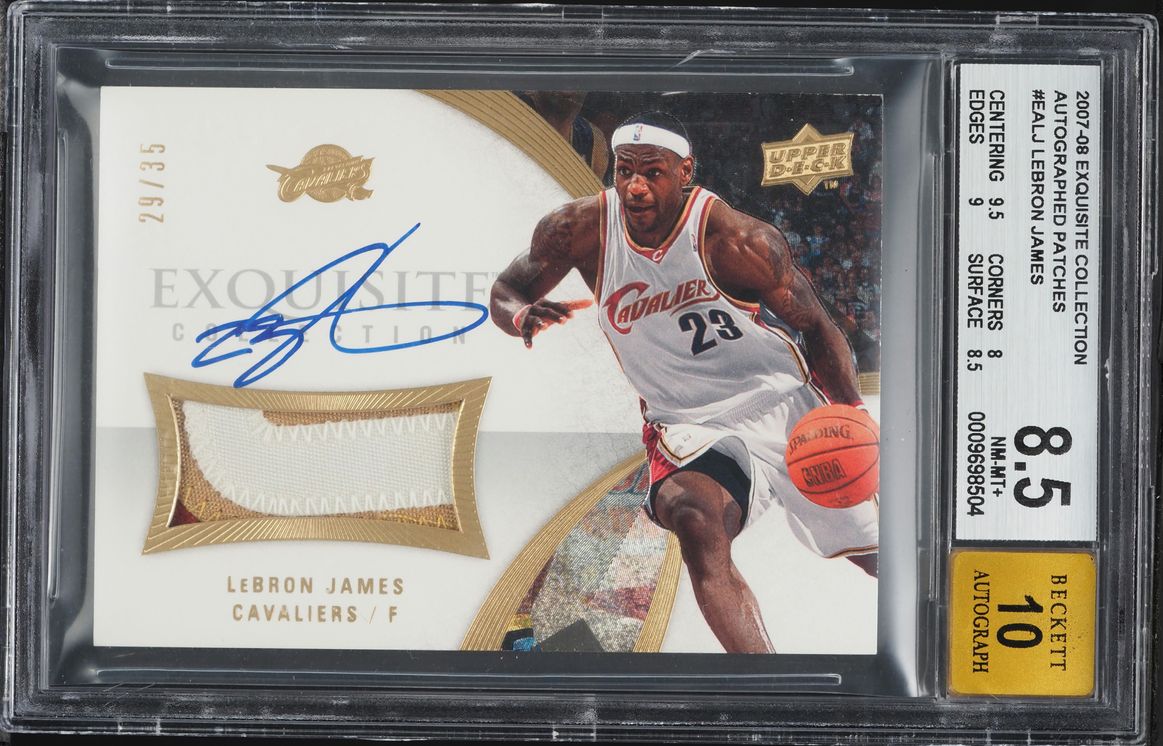 2007 Exquisite Collection LeBron James PATCH AUTO /35 #EA-LJ BGS 8.5 NM-MT+