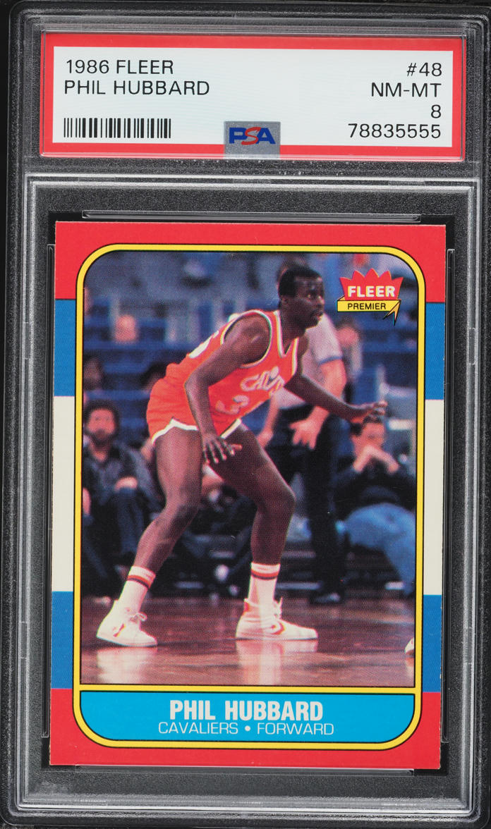 1986 Fleer Basketball Phil Hubbard #48 PSA 8 NM-MT