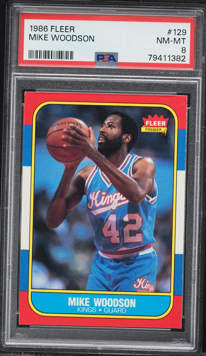 1986 Fleer Basketball Mike Woodson #129 PSA 8 NM-MT