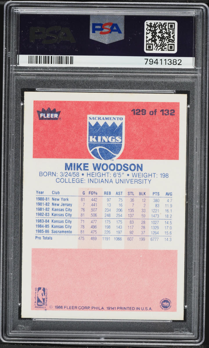 1986 Fleer Basketball Mike Woodson #129 PSA 8 NM-MT