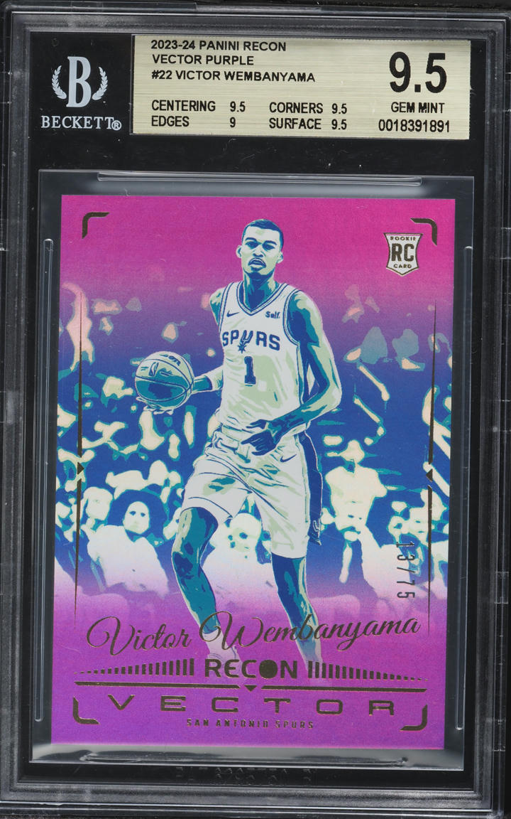 2023 Panini Recon Vector Purple Victor Wembanyama ROOKIE /75 #22 BGS 9.5 GEM MINT