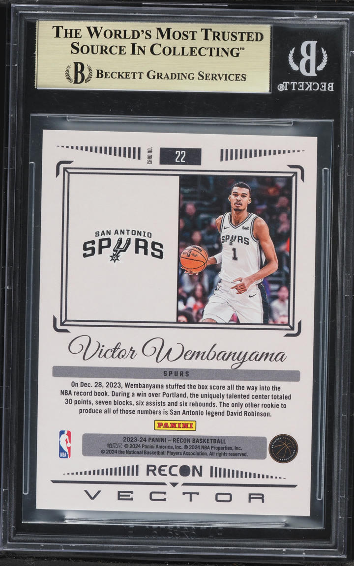 2023 Panini Recon Vector Purple Victor Wembanyama ROOKIE /75 #22 BGS 9.5 GEM MINT