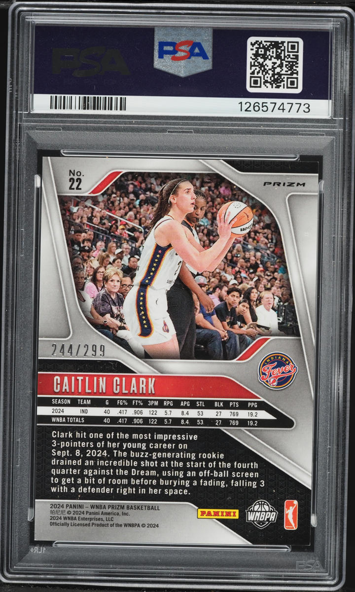 2024 Panini Prizm WNBA Red Pulsar Caitlin Clark ROOKIE /299 #22 PSA 9 MINT