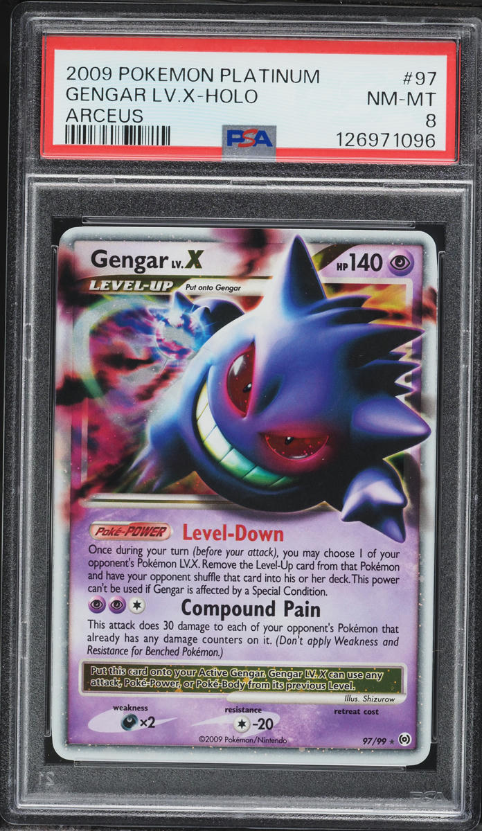 2009 Pokemon Platinum Arceus Holo Gengar LV.X #97 PSA 8 NM-MT