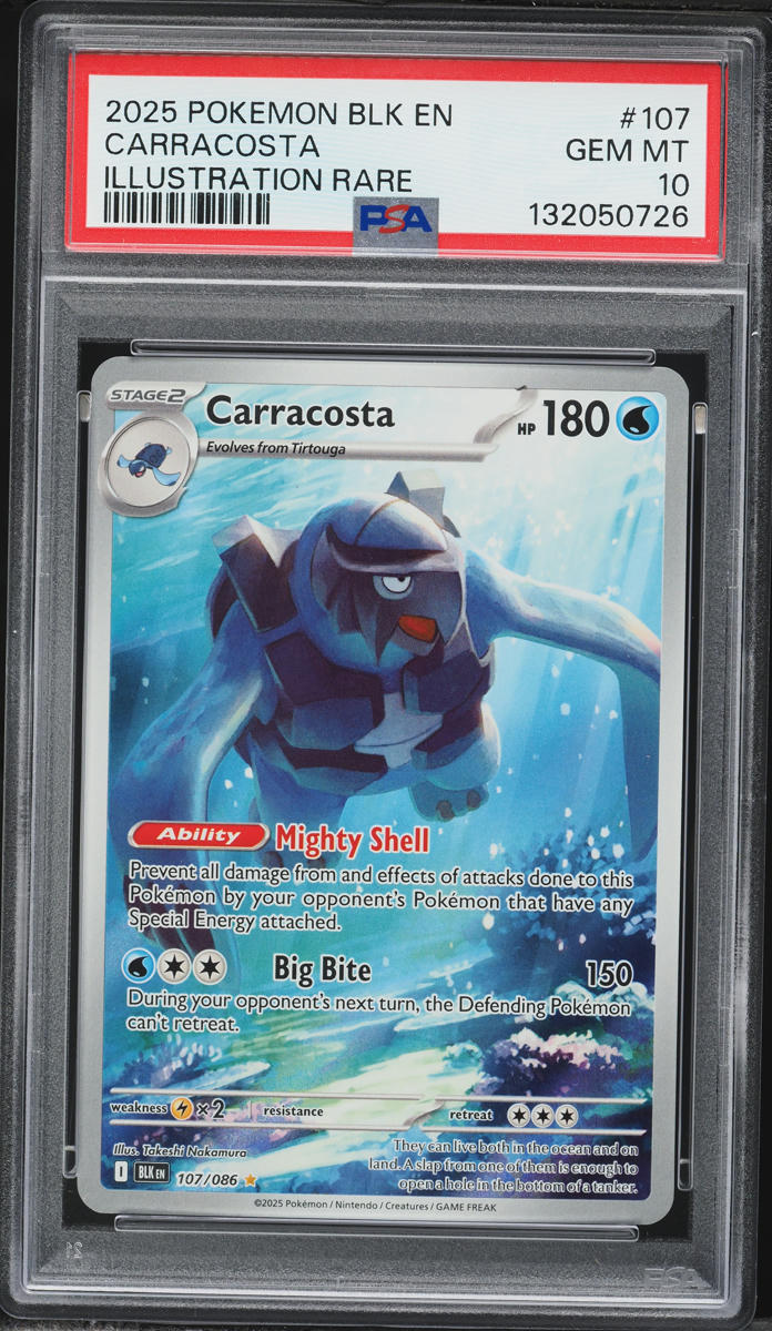 2025 Pokemon Blk En-Black Bolt IR Carracosta #107 PSA 10 GEM MINT