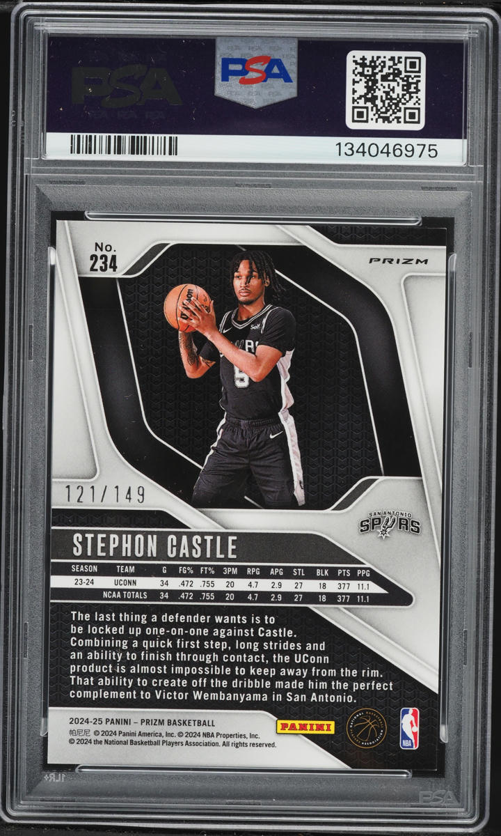 2024 Panini Prizm Purple Ice Stephon Castle ROOKIE /149 #234 PSA 9 MINT
