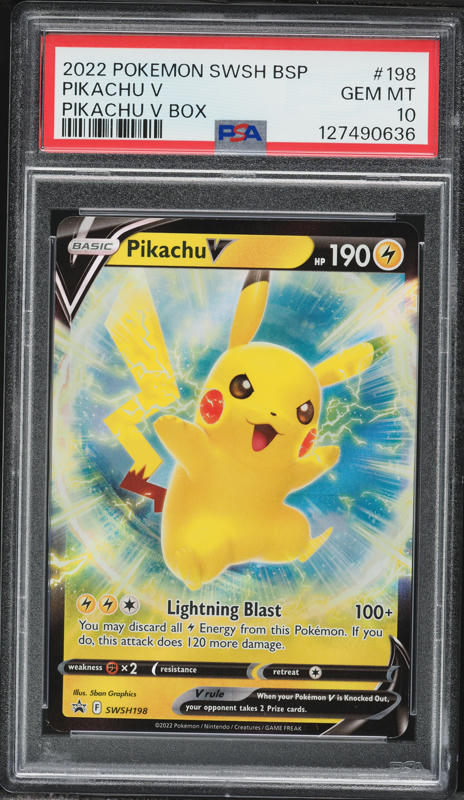 2022 Pokemon Sword & Shield Promo Box Pikachu V #SWSH198 PSA 10
