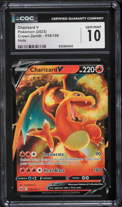 2023 Pokemon Sword & Shield Crown Zenith Full Art Charizard V #18 CGC 10 GEM MINT