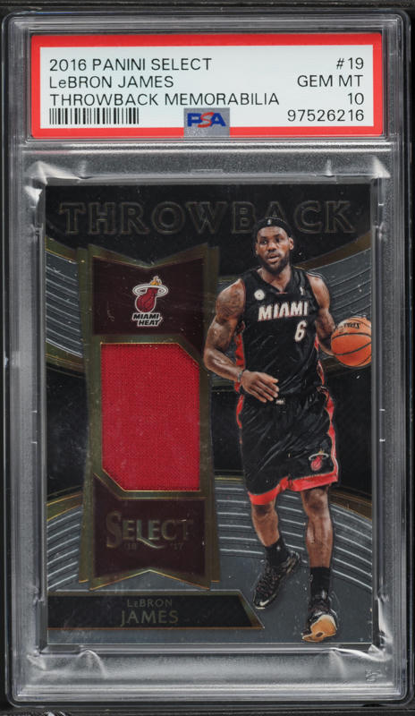 2016 Select Throwback Memorabilia LeBron James PATCH /85 #19 PSA
