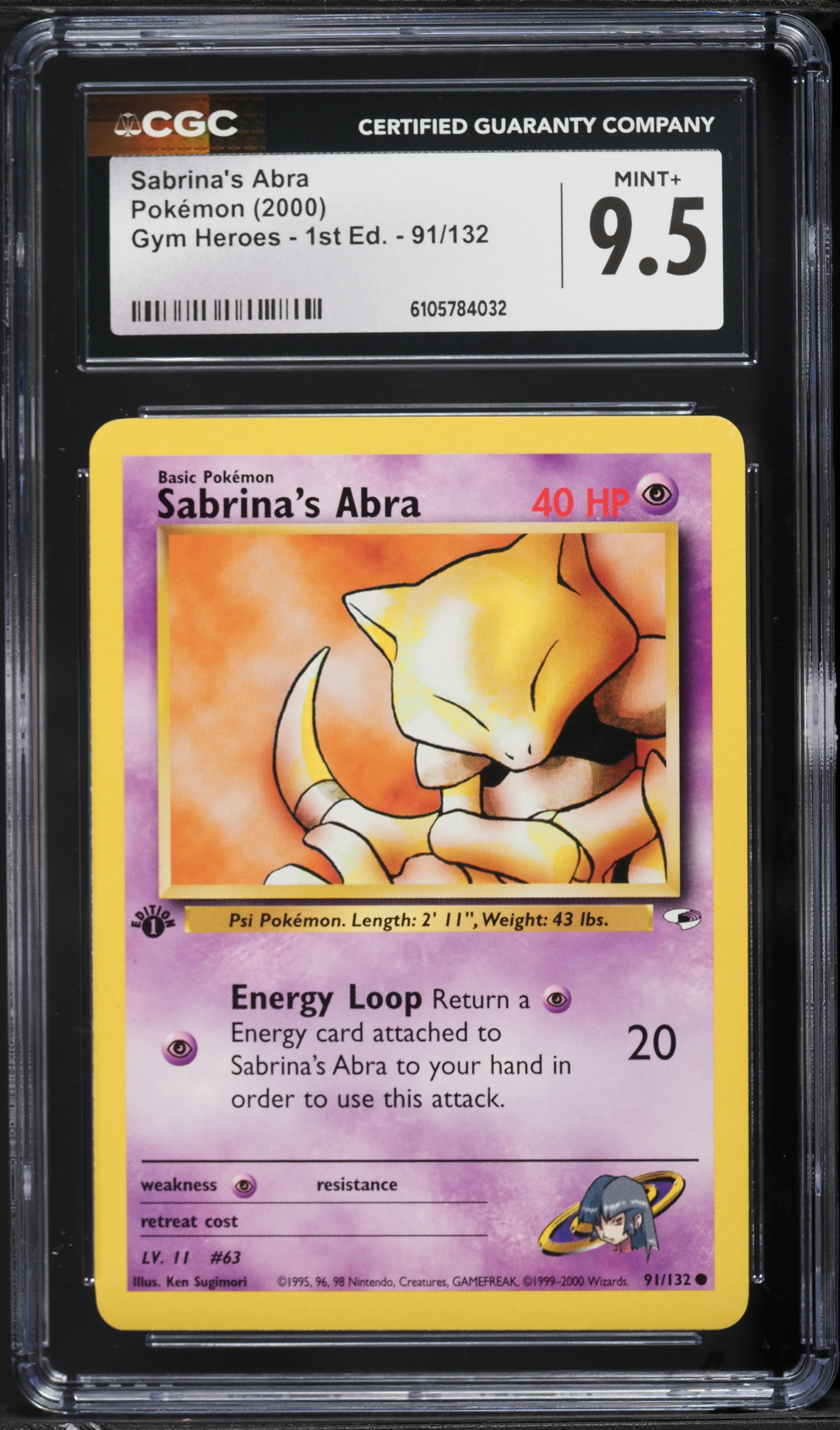 1995 sabrina's abra pokemon card value (94/132) - Gym Challenge Weakness / Resistance / Retreat Cost PSA 10 GEM MINT Sabrina's