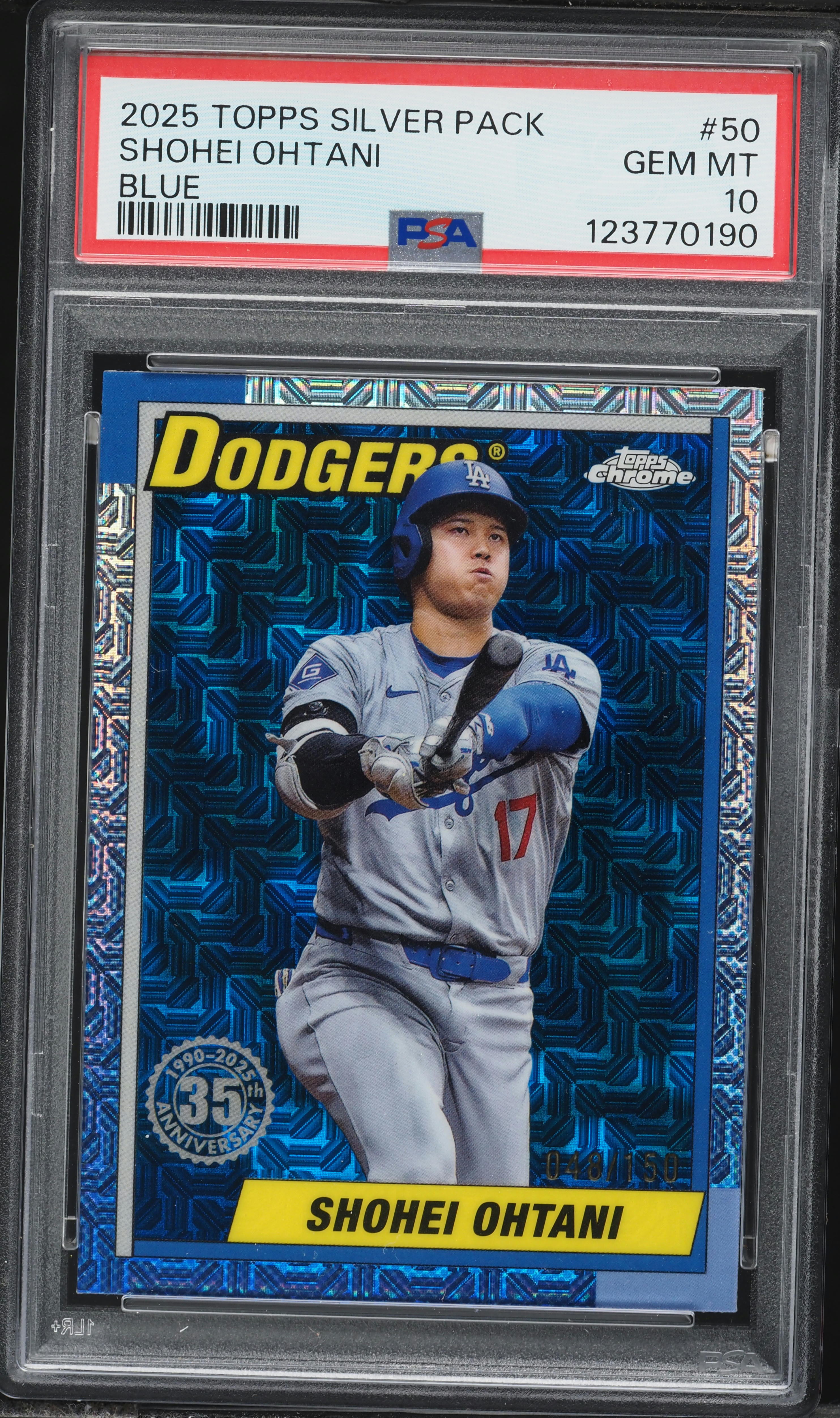 2025 Topps Silver Pack ´90 Chrome Promo Blue Shohei Ohtani #50 PSA