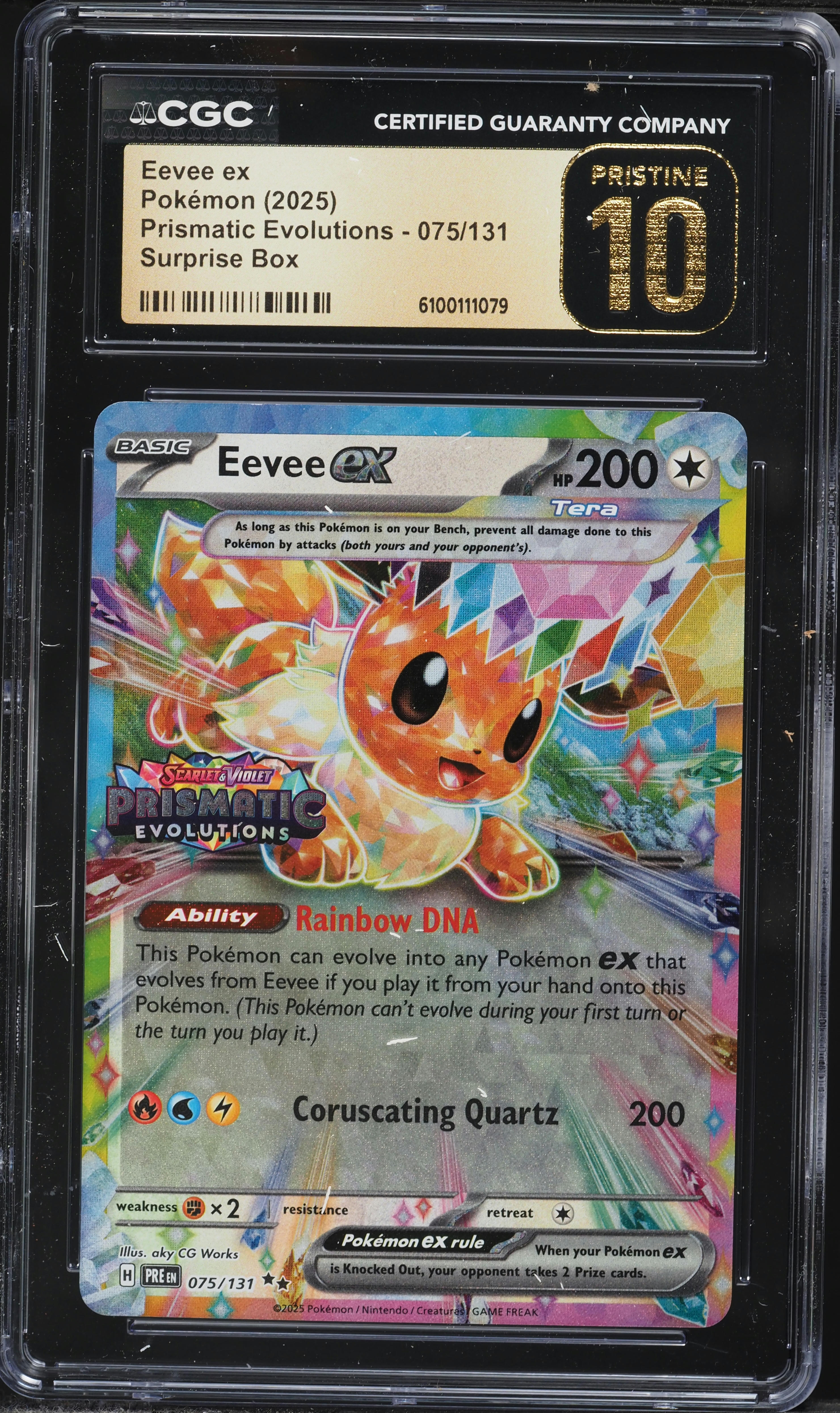 2025 Pokemon Scarlet & Violet Prismatic Evolutions Surprise Holo Eevee Ex #75 CGC 10 PRISTINE on Fanatics Collect 2025 Pokemon Scarlet & Violet Prismatic Evolutions Surprise Holo Eevee Ex #75 CGC 10 PRISTINE on Fanatics Collect