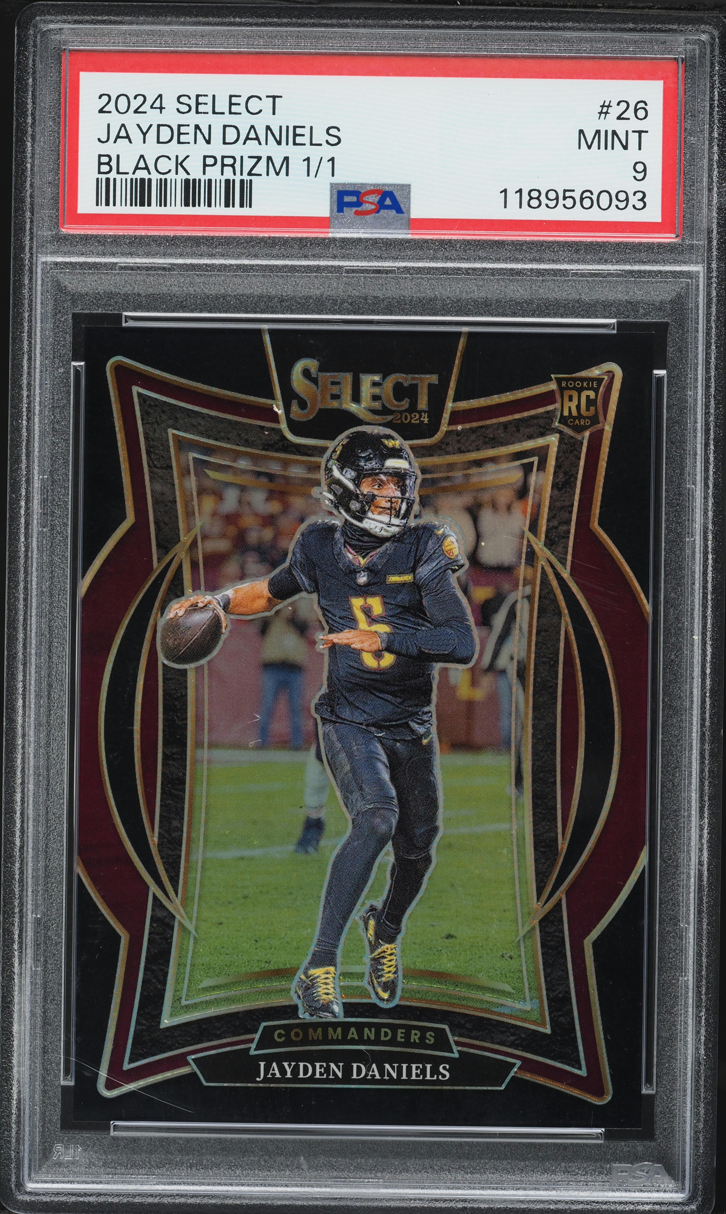 2024 Select Commanders Black Prizm Jayden Daniels ROOKIE 1/1 #26