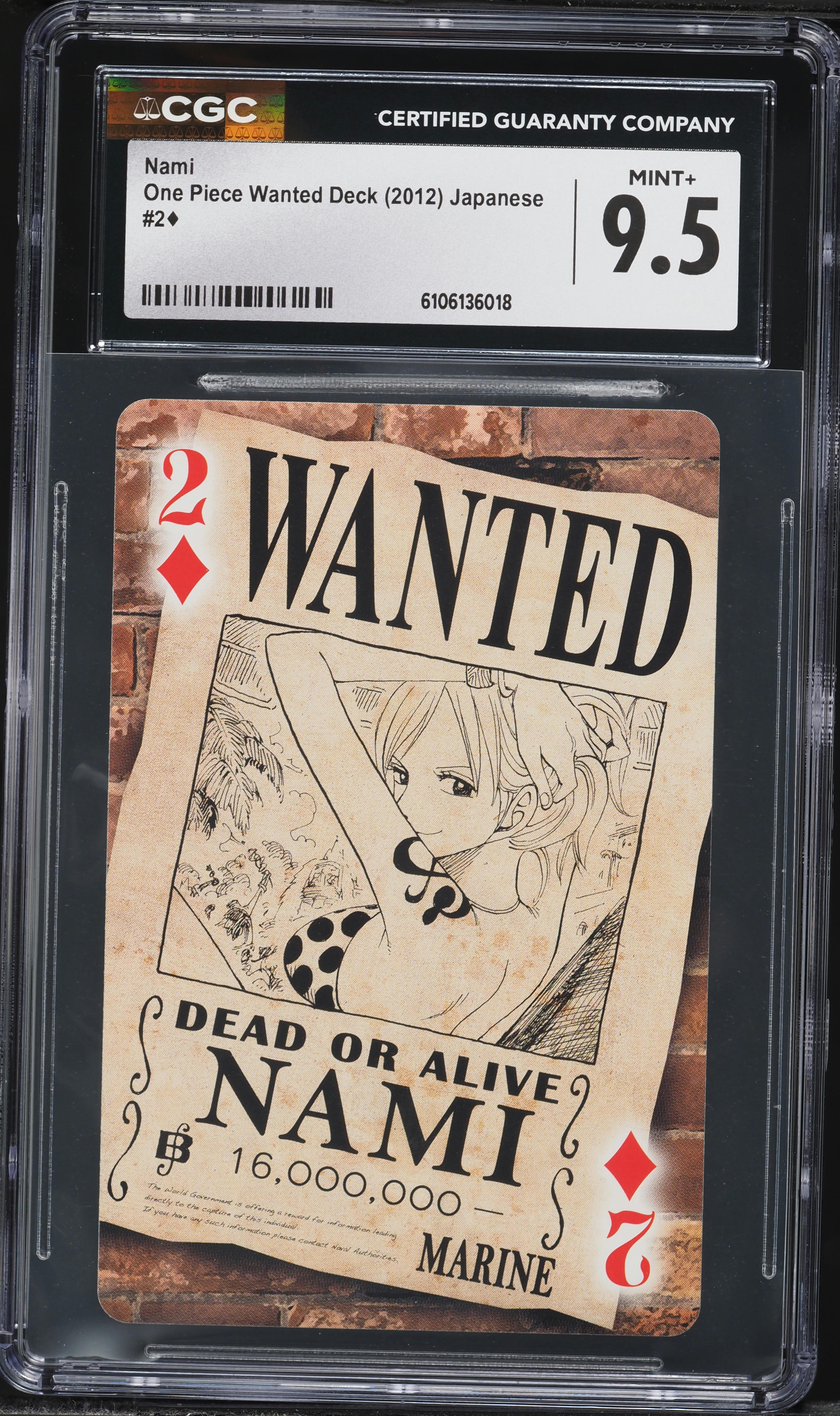 2012 One Piece Japanese Wanted Deck Nami #2 CGC 9.5 MINT+ on