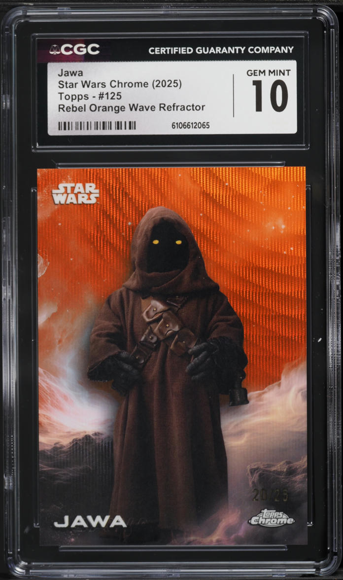 2025 Topps Chrome Star Wars Rebel Orange Wave Refractor Jawa /25 #125 CGC 10 GEM MINT