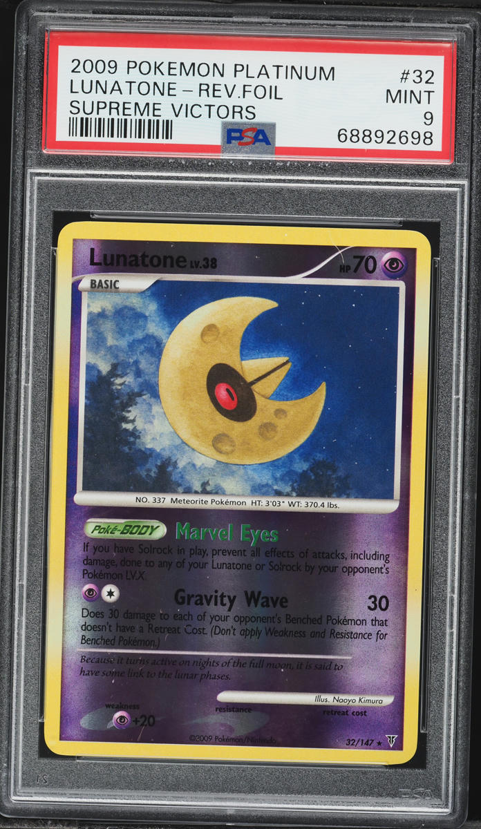 2009 Pokemon Platinum Supreme Victors Reverse Holo Lunatone #32 PSA 9 MINT  on Fanatics Collect