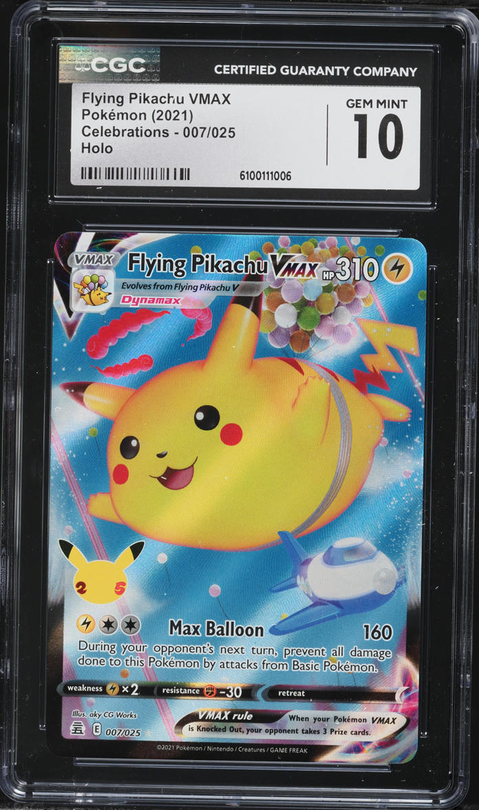 2021 Pokemon Sword & Shield Celebrations Full Art Flying Pikachu VMAX #7 CGC 10 GEM MINT