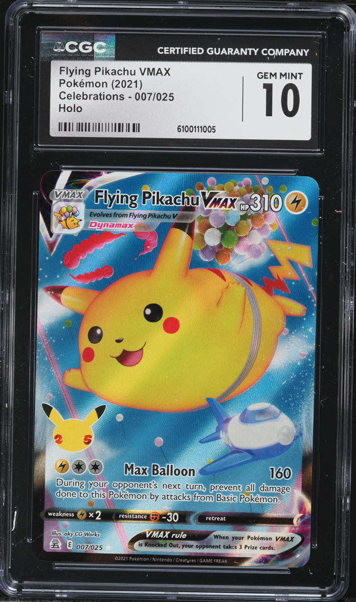 2021 Pokemon Sword & Shield Celebrations Full Art Flying Pikachu VMAX #7 CGC 10 GEM MINT