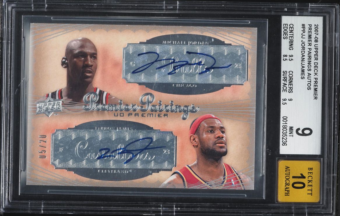 2007 Upper Deck Premier Pairings Michael Jordan & LeBron James AUTO /20 #PP-JJ BGS 9 MINT