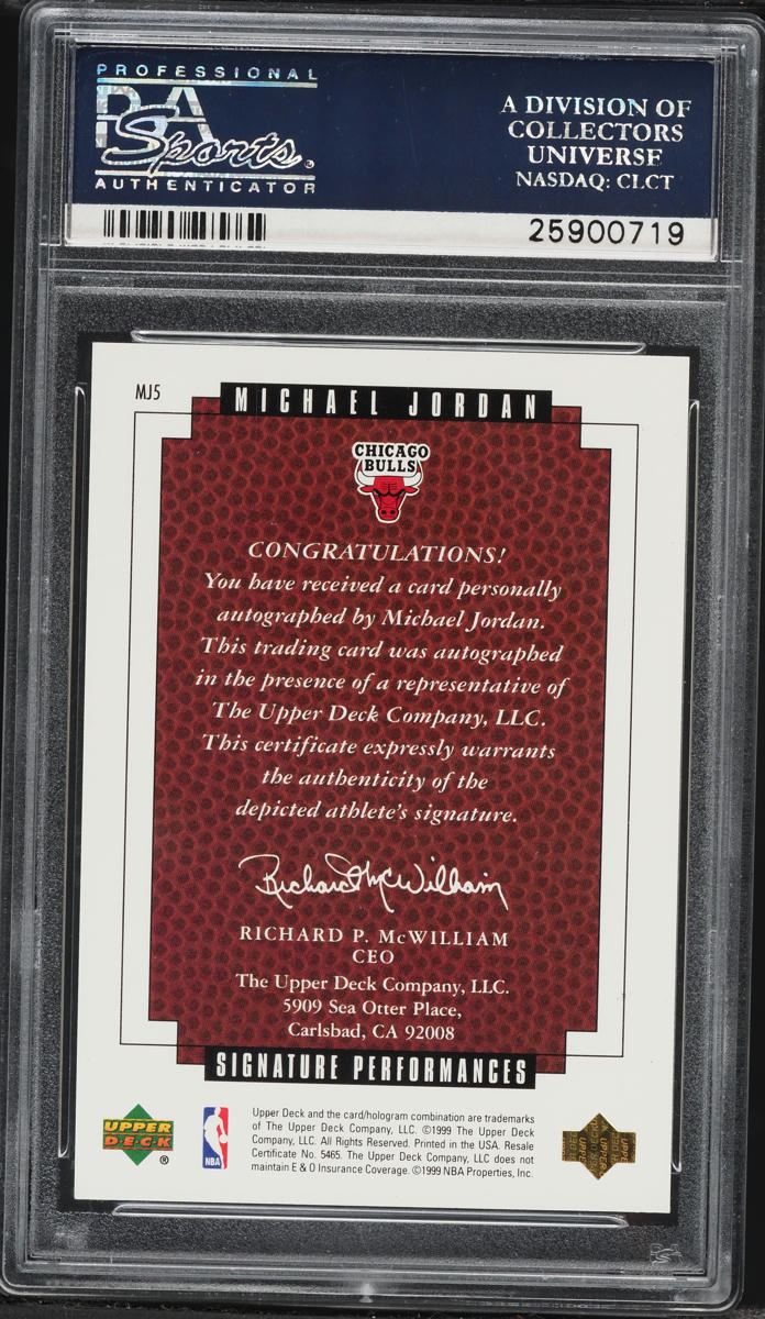 1999 Upper Deck Master Collection Performances Michael Jordan AUTO