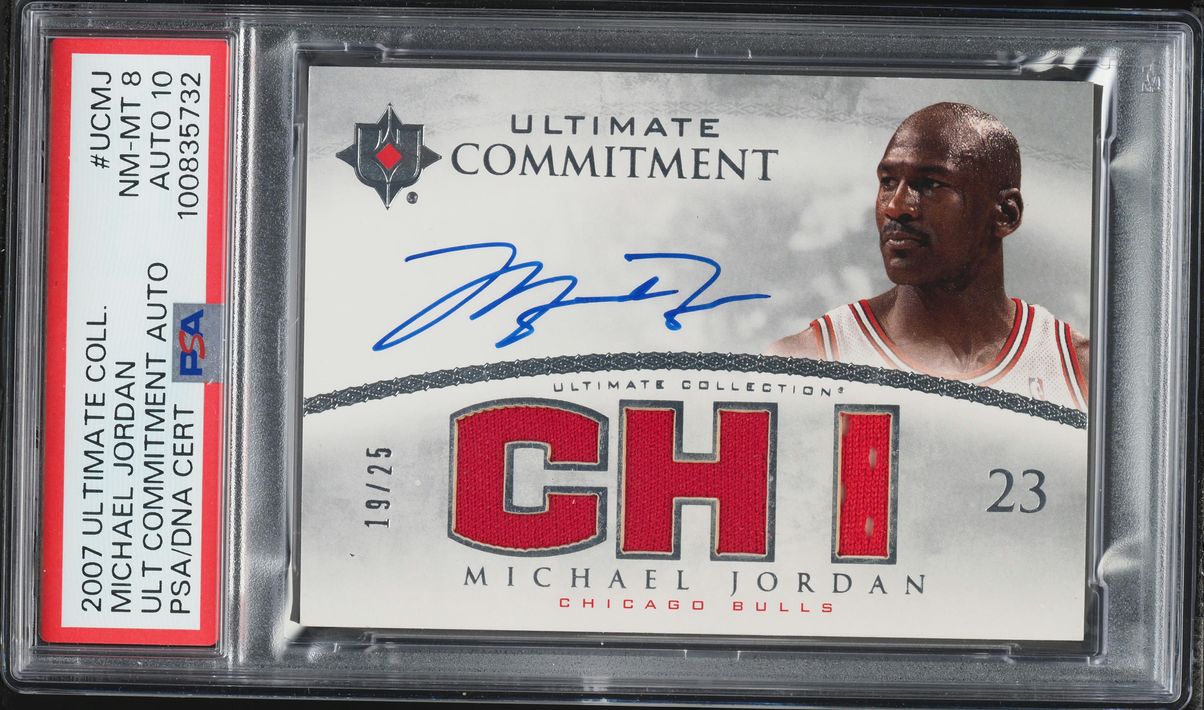 2007 Ultimate Collection Commitment Michael Jordan PATCH AUTO DNA 10 /25 #UC-MJ PSA 8 NM-MT
