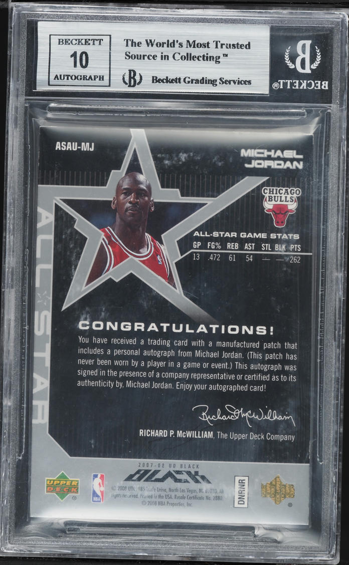 2007 Upper Deck Black All-Star Michael Jordan PATCH AUTO /25 #ASAU-MJ BGS 8.5 NM-MT+