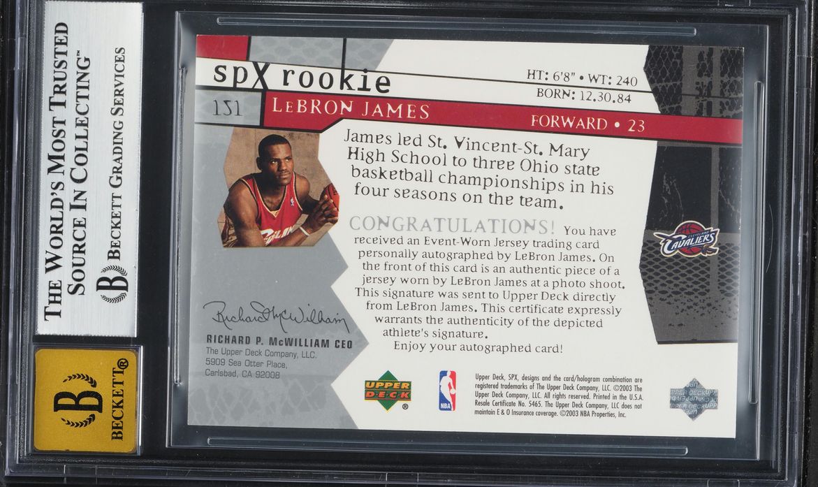 lebron james spx rookie card